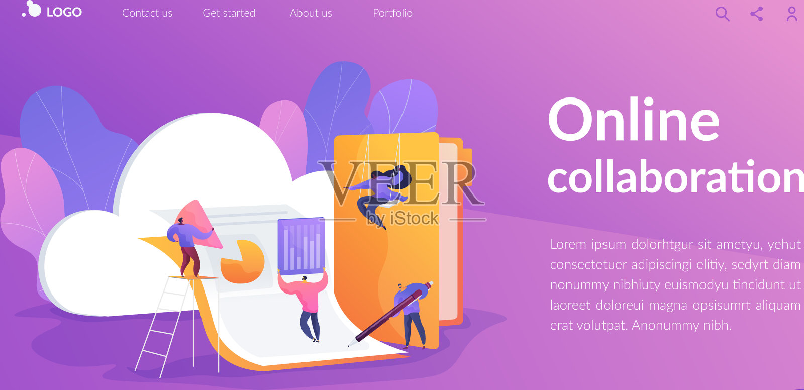 云协作登陆页面模板设计模板素材