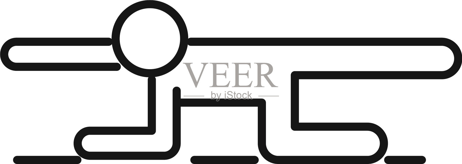 家庭训练伸展图标轮廓风格设计元素图片