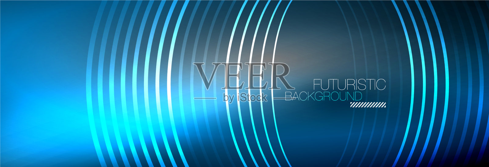 暗抽象背景与发光的霓虹灯圈插画图片素材