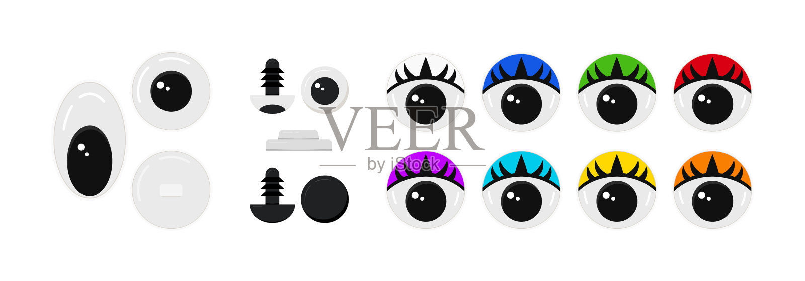 塑料眼睛的玩具，木偶和玩偶的性格插画图片素材