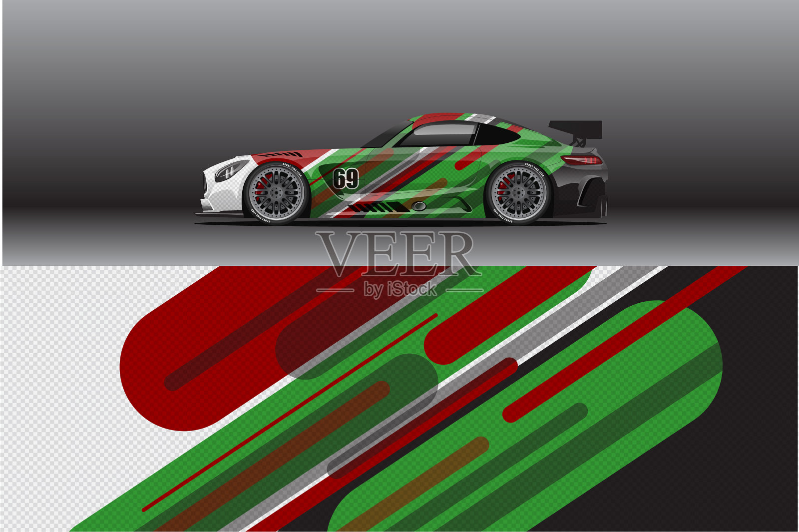 抽象赛车贴纸设计与运动插画图片素材