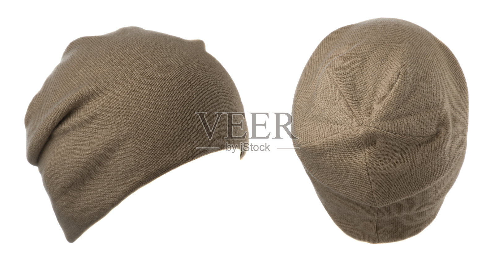 在白色背景上孤立的帽子。针织帽子。棕色的帽子照片摄影图片