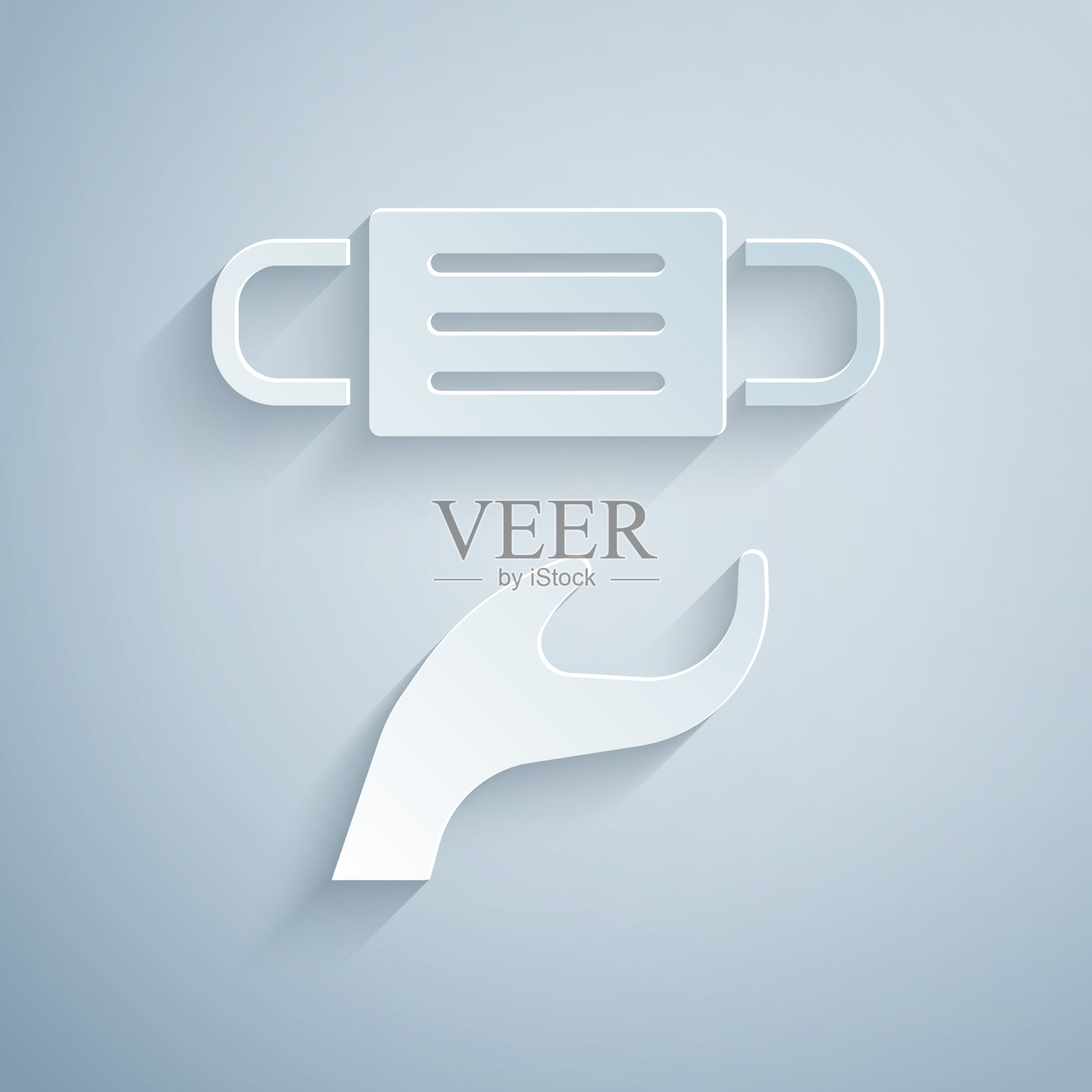 纸割医用防护口罩图标隔离上插画图片素材