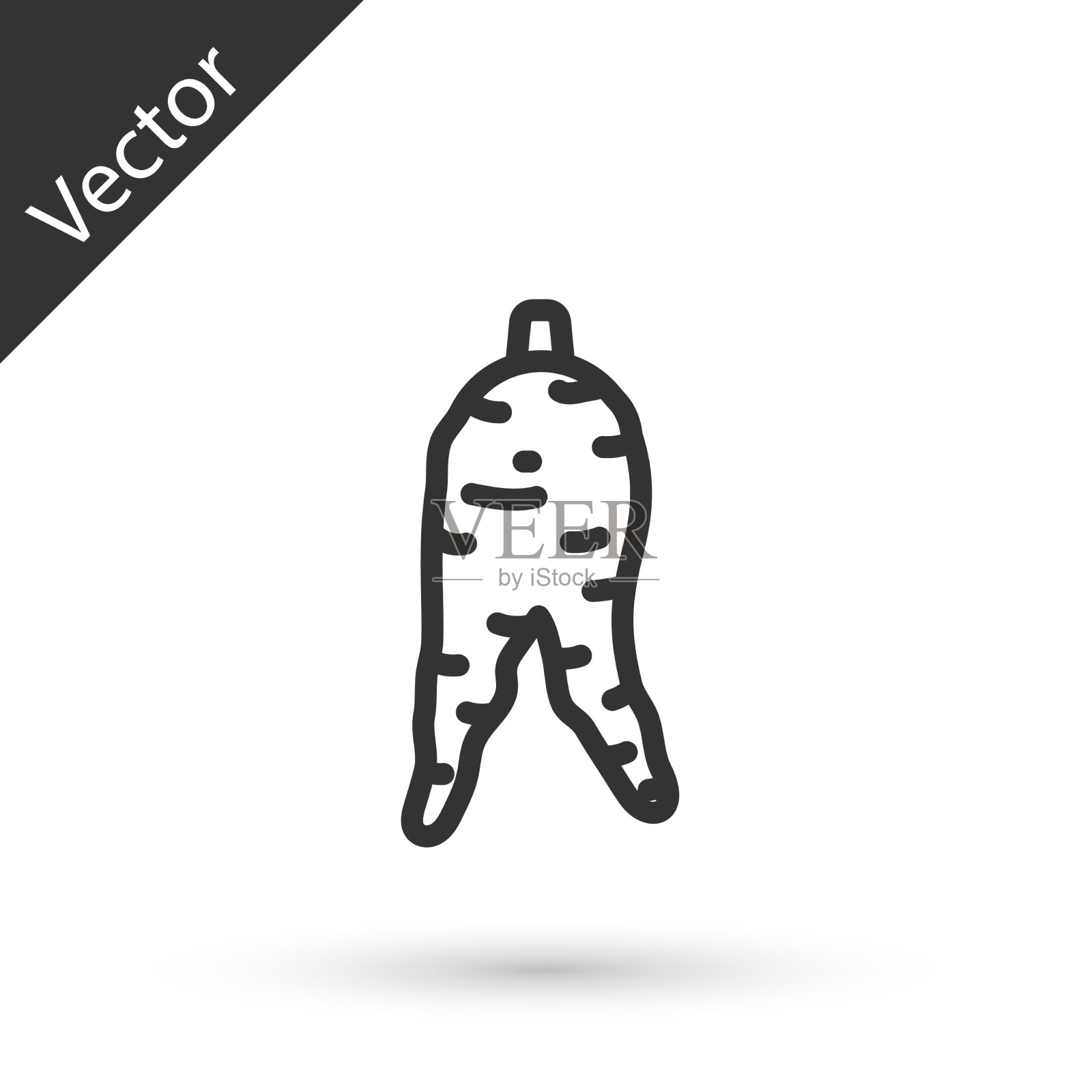 灰线人参根icon分离上白插画图片素材