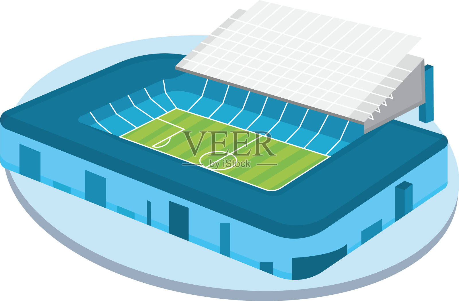 孤立的三维彩色足球场设计元素图片