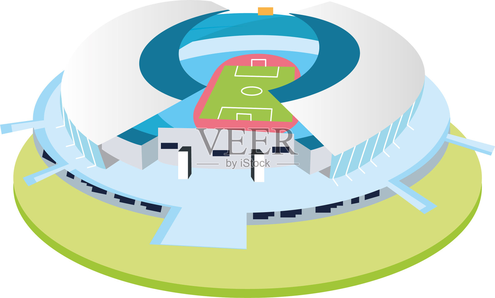 孤立的三维彩色足球场设计元素图片