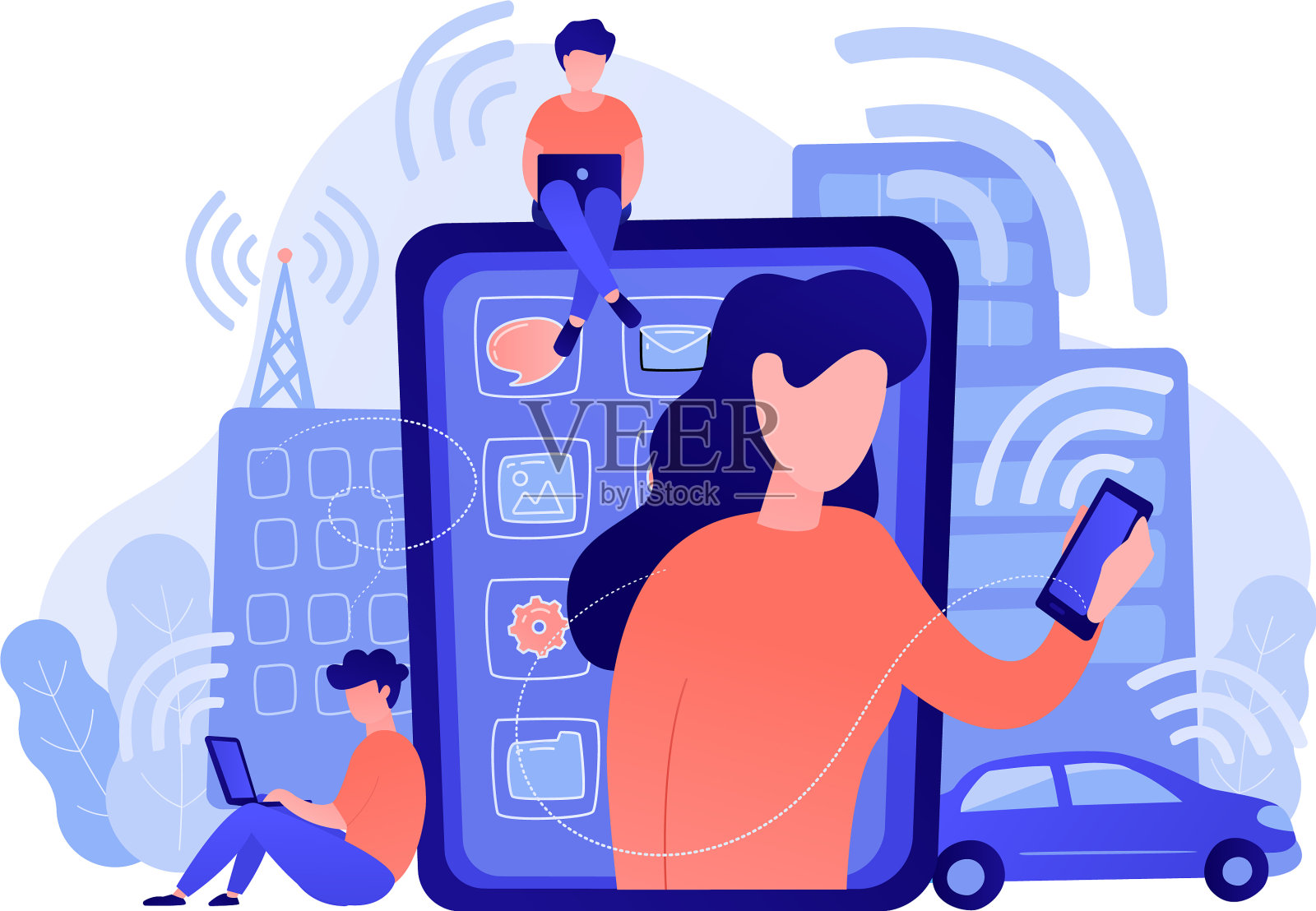 无线电场影响概念设计元素图片