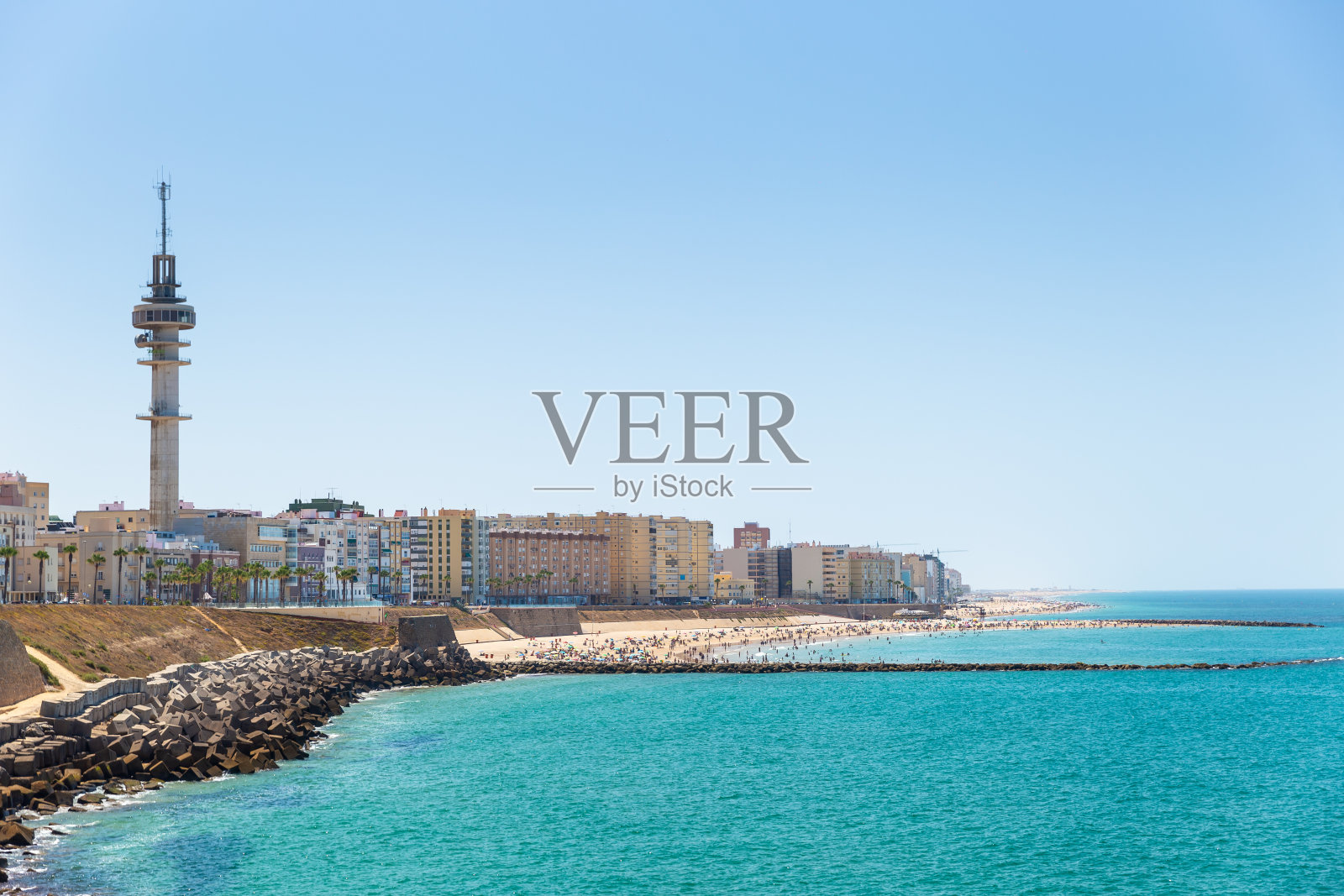 美丽的“圣玛丽亚德尔马”海滩位于加的斯市照片摄影图片