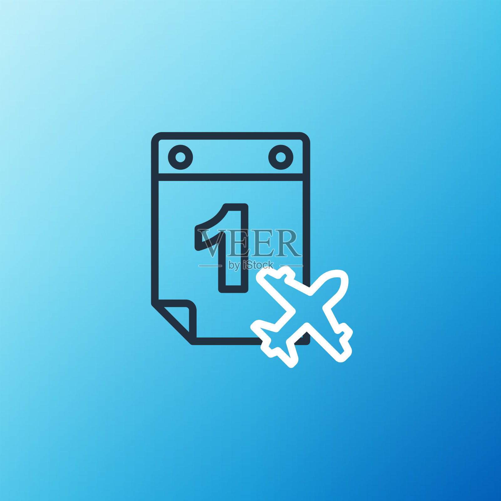 线路旅行计划日历和飞机图标图标素材