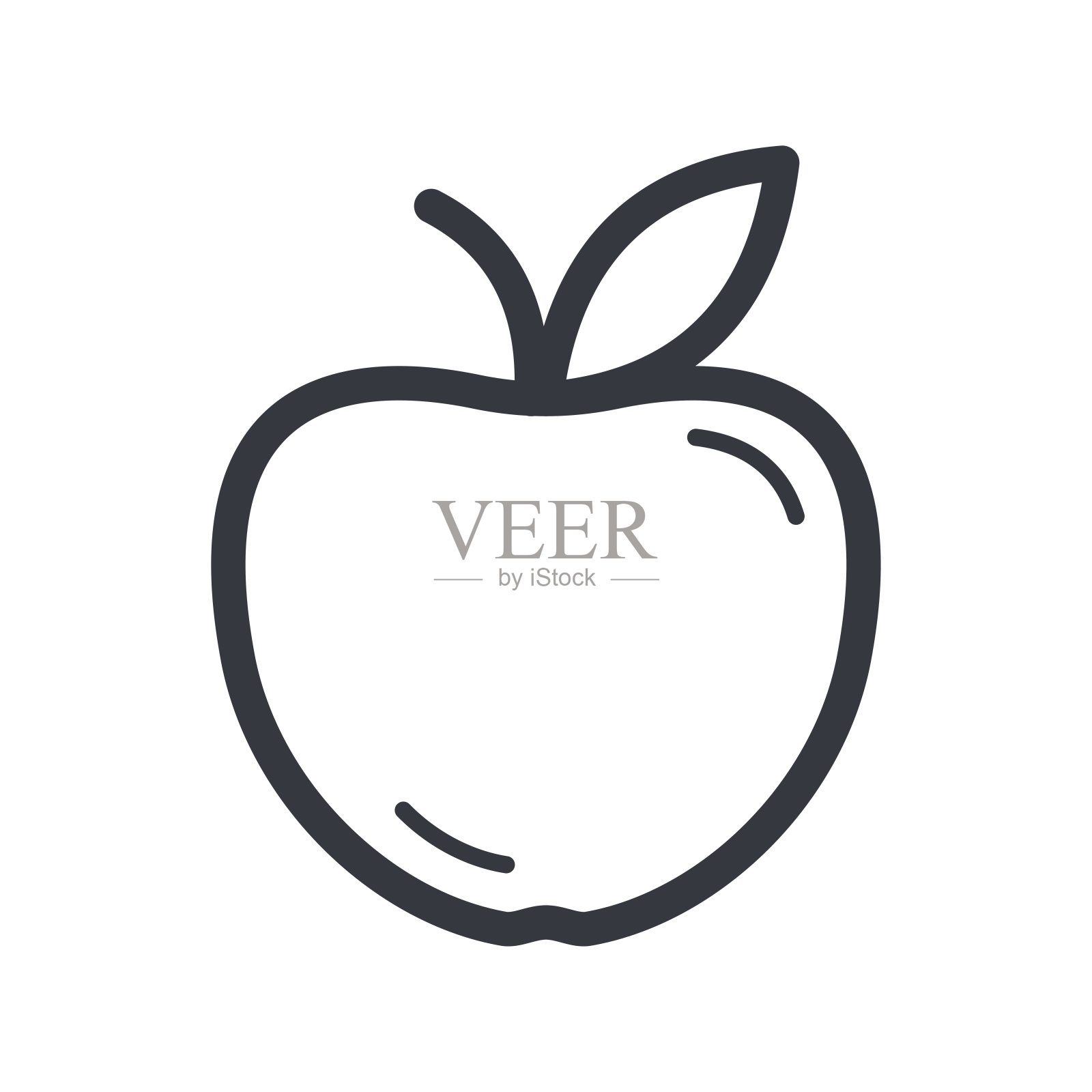 黑色轮廓苹果符号。食物、教育和知识矢量图标。插画图片素材
