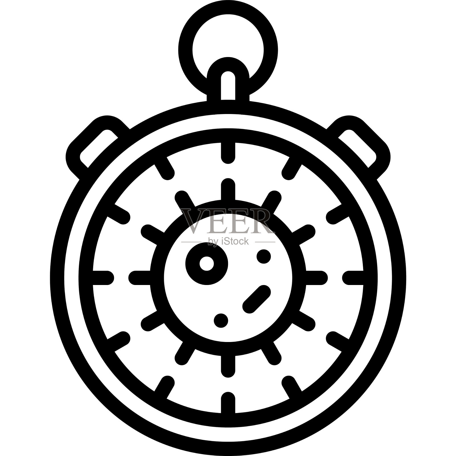 秒表与病毒图标疫苗研制图标素材