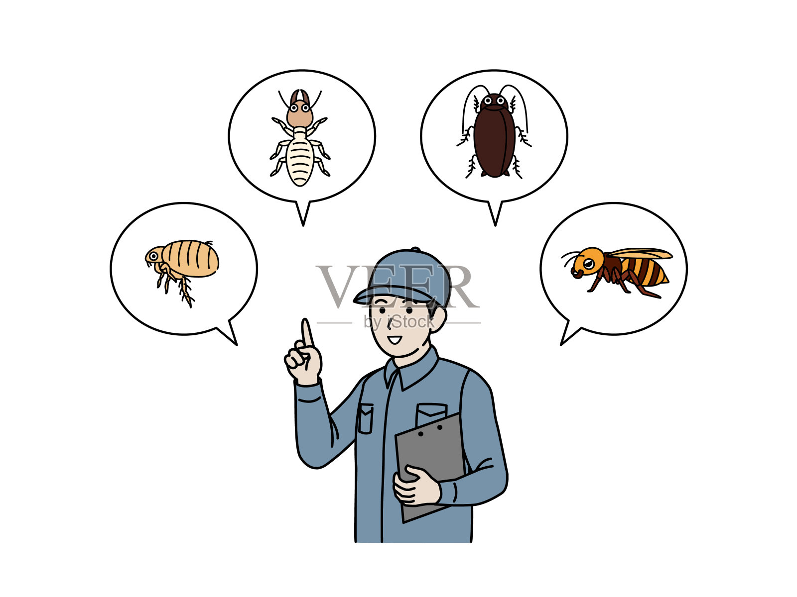 灭虫员讲解害虫的插图插画图片素材