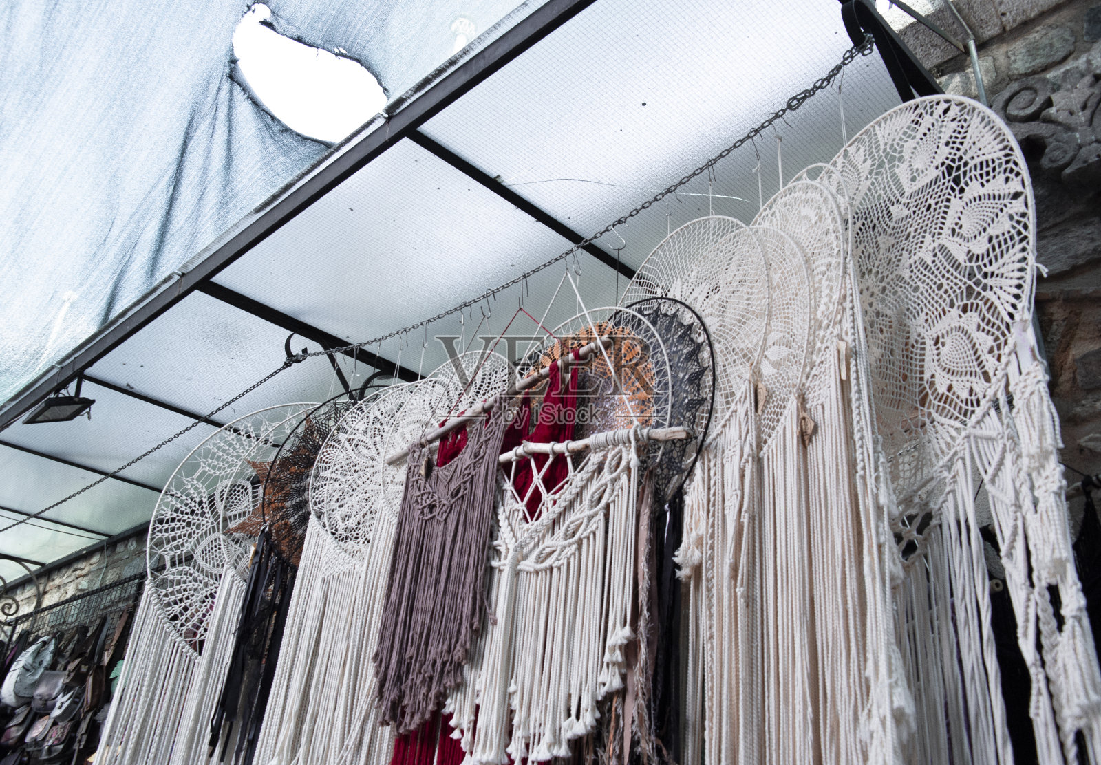 带花图案的传统织物İzmir Kemeraltı土耳其集市照片摄影图片