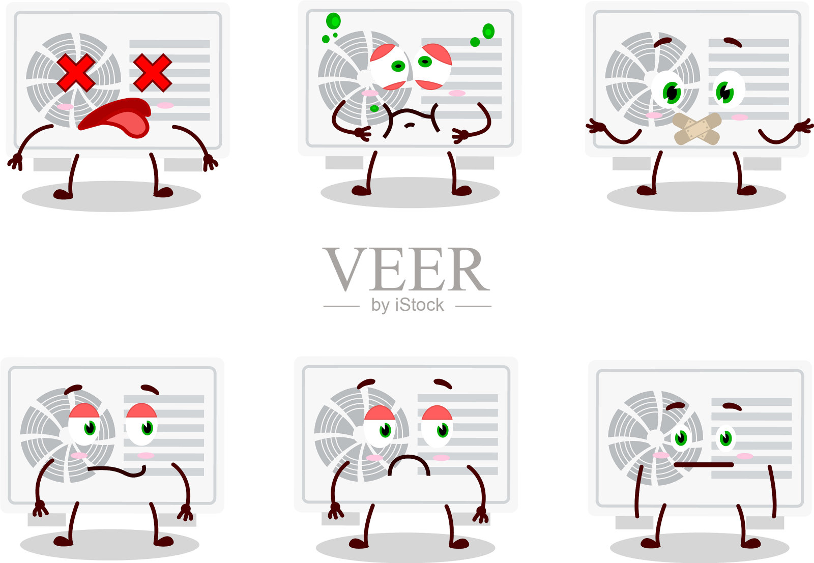 空调室外卡通人物带插画图片素材