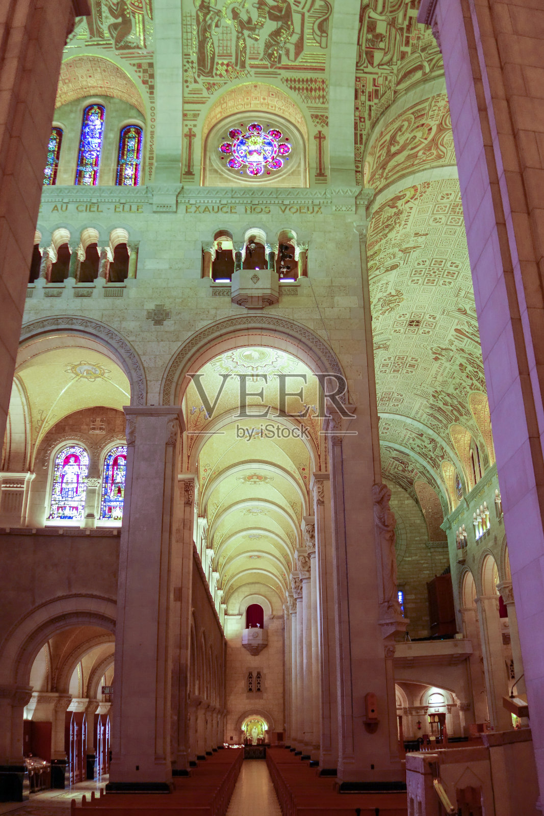圣安妮德博普雷的室内景观，魁北克照片摄影图片