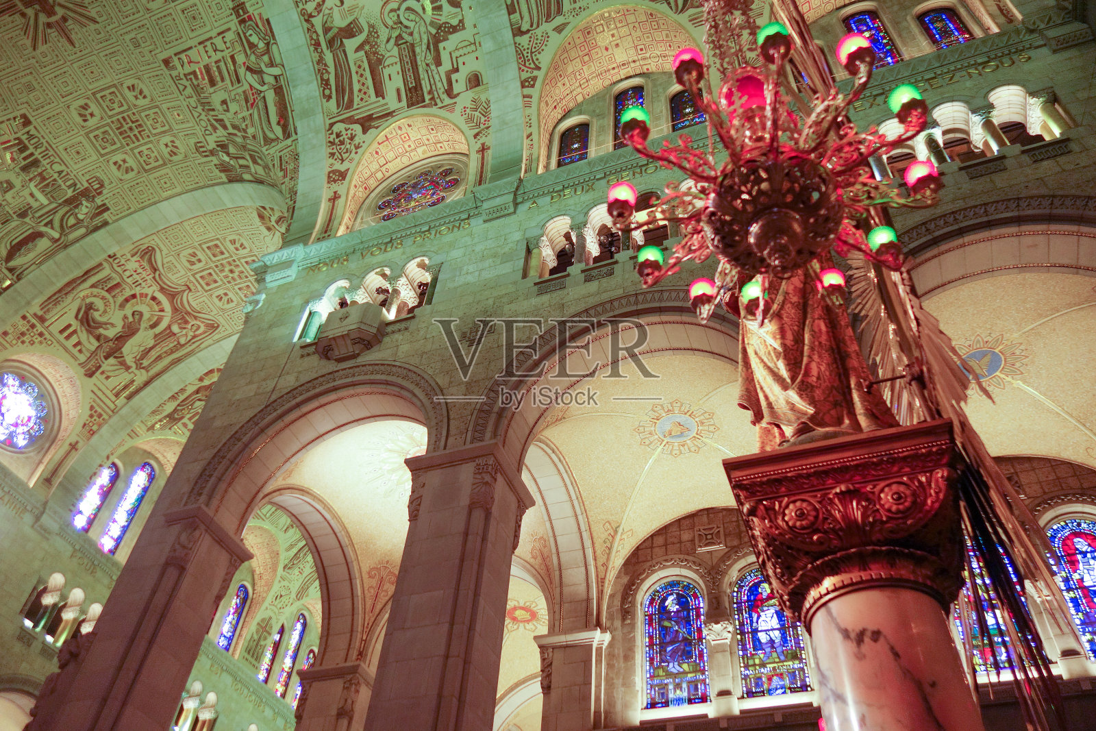 圣安妮·德·博普雷室内景观，魁北克照片摄影图片