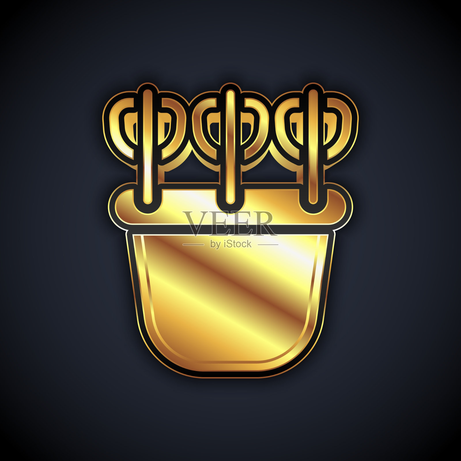 金色箭袋与箭头图标孤立在黑色插画图片素材