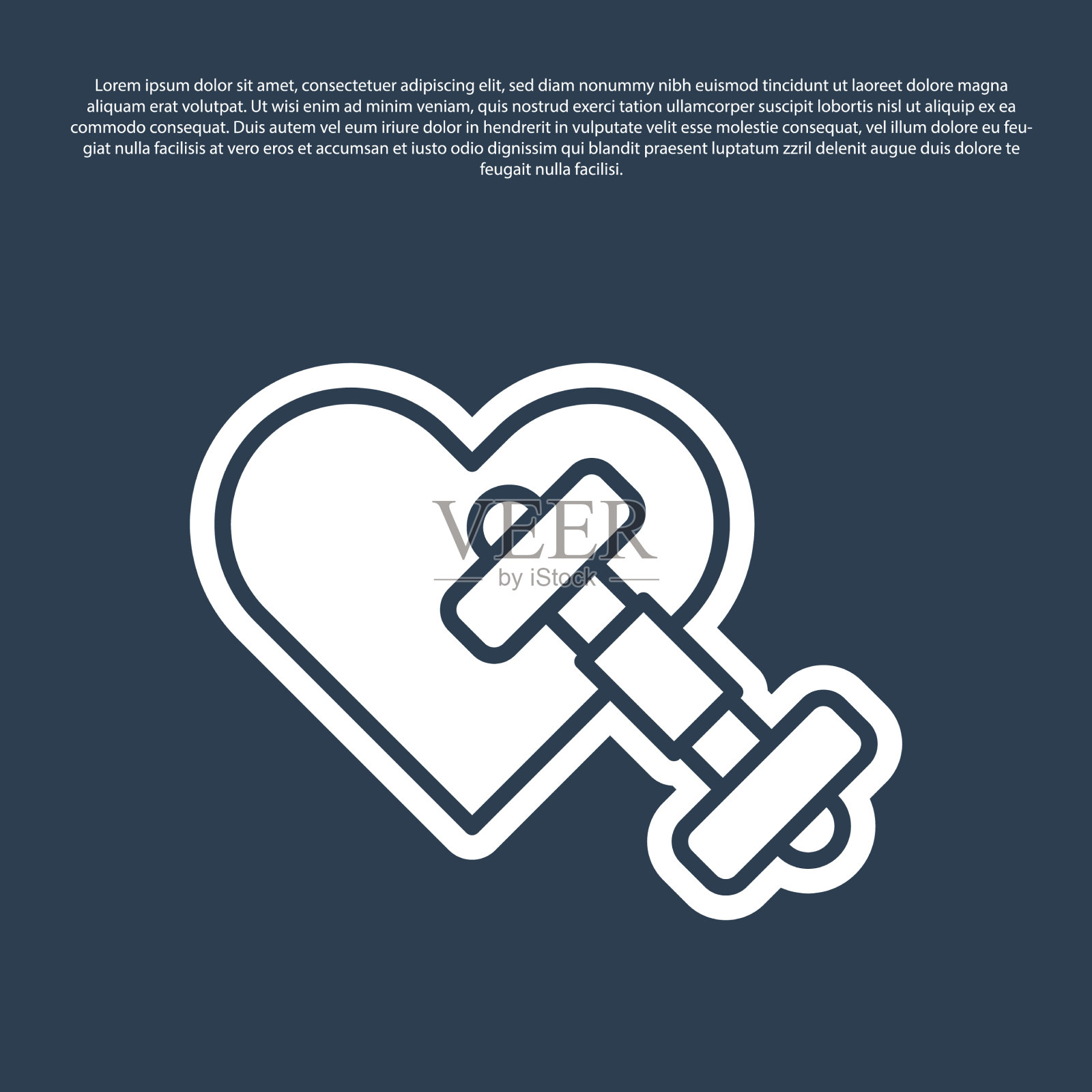 蓝线哑铃与心脏图标孤立上插画图片素材