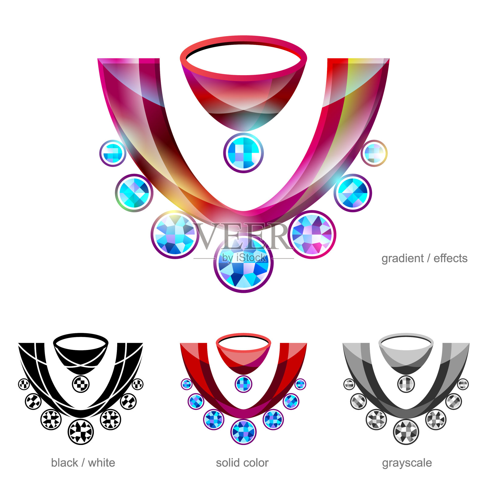 象征在形状胸围与钻石项链插画图片素材