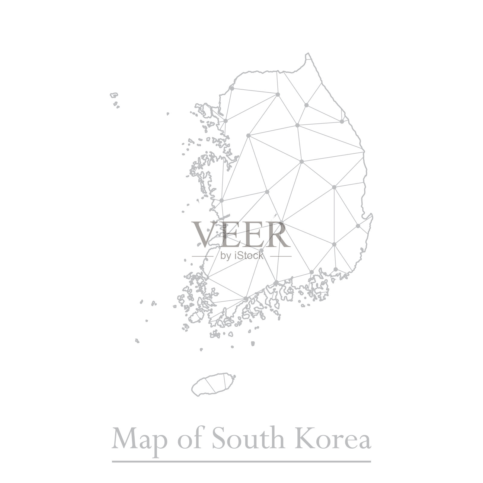 矢量地图的韩国与流行的三角形设计多边形抽象。矢量插图eps 10插画图片素材