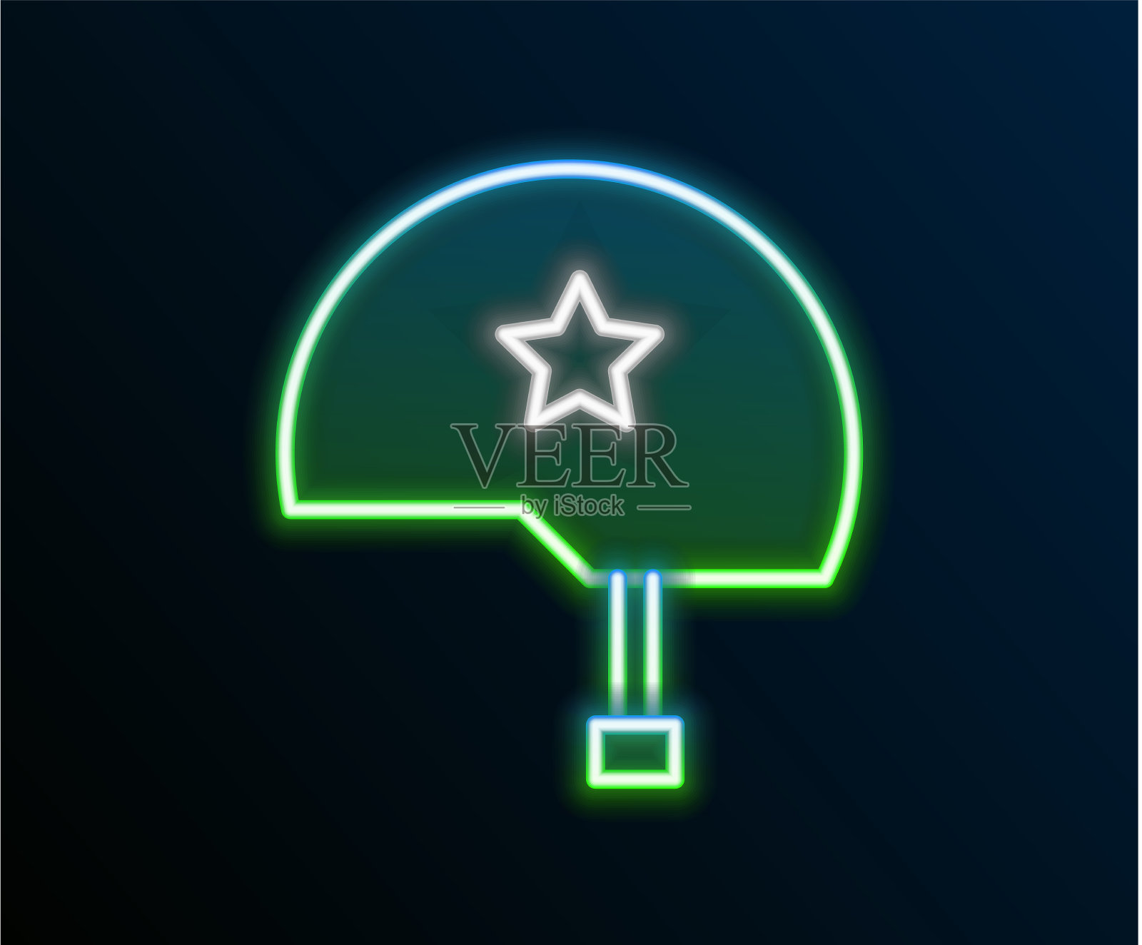 发光的霓虹灯线军用头盔图标孤立上插画图片素材