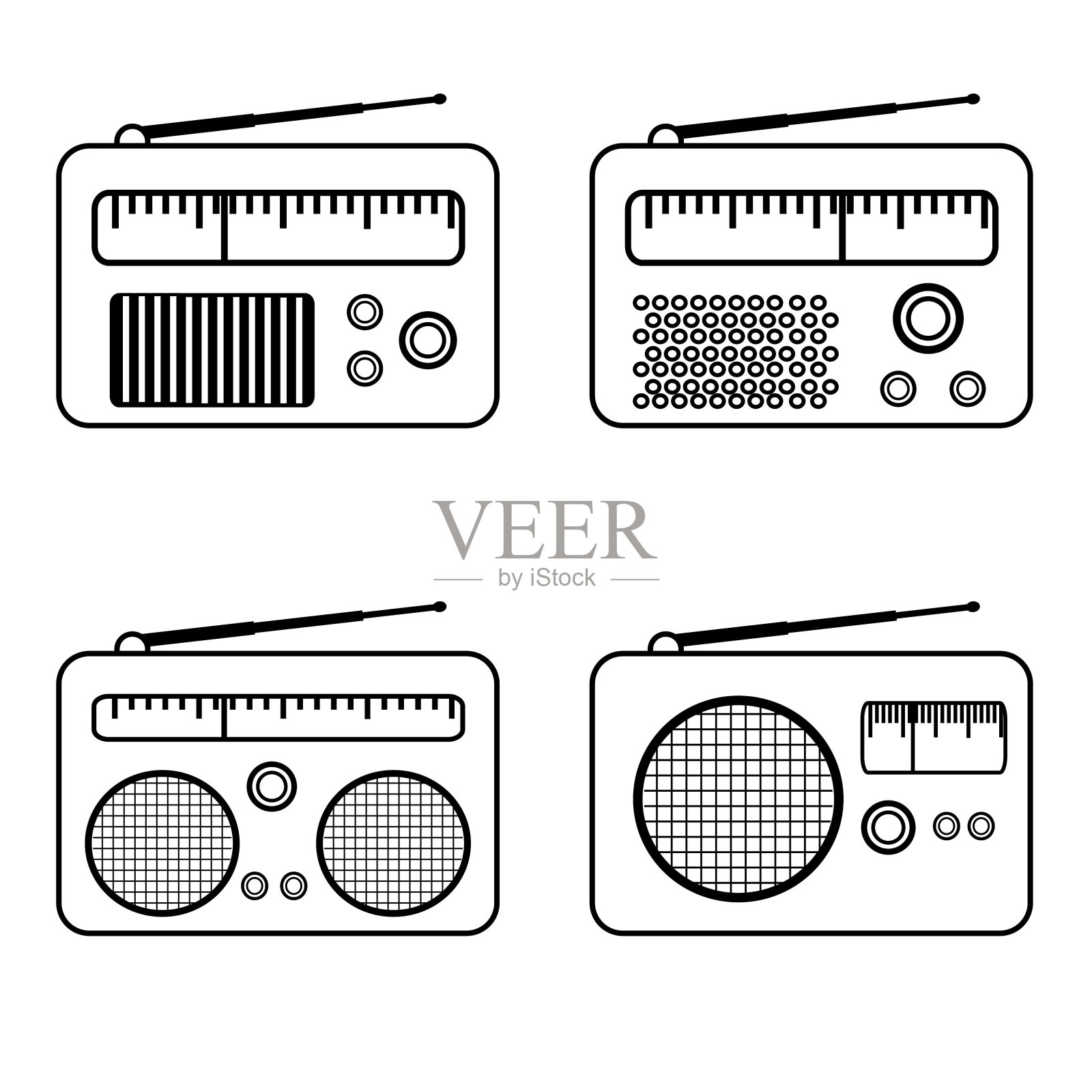 复古无线电插图向量集插画图片素材