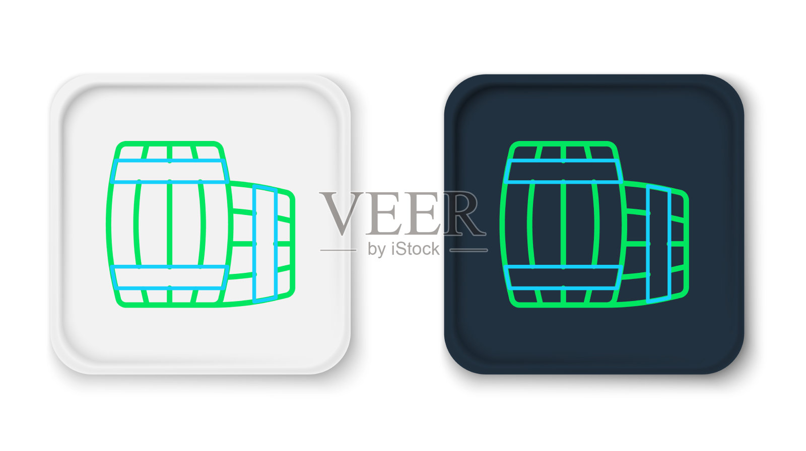线木桶图标隔离在白色图标素材