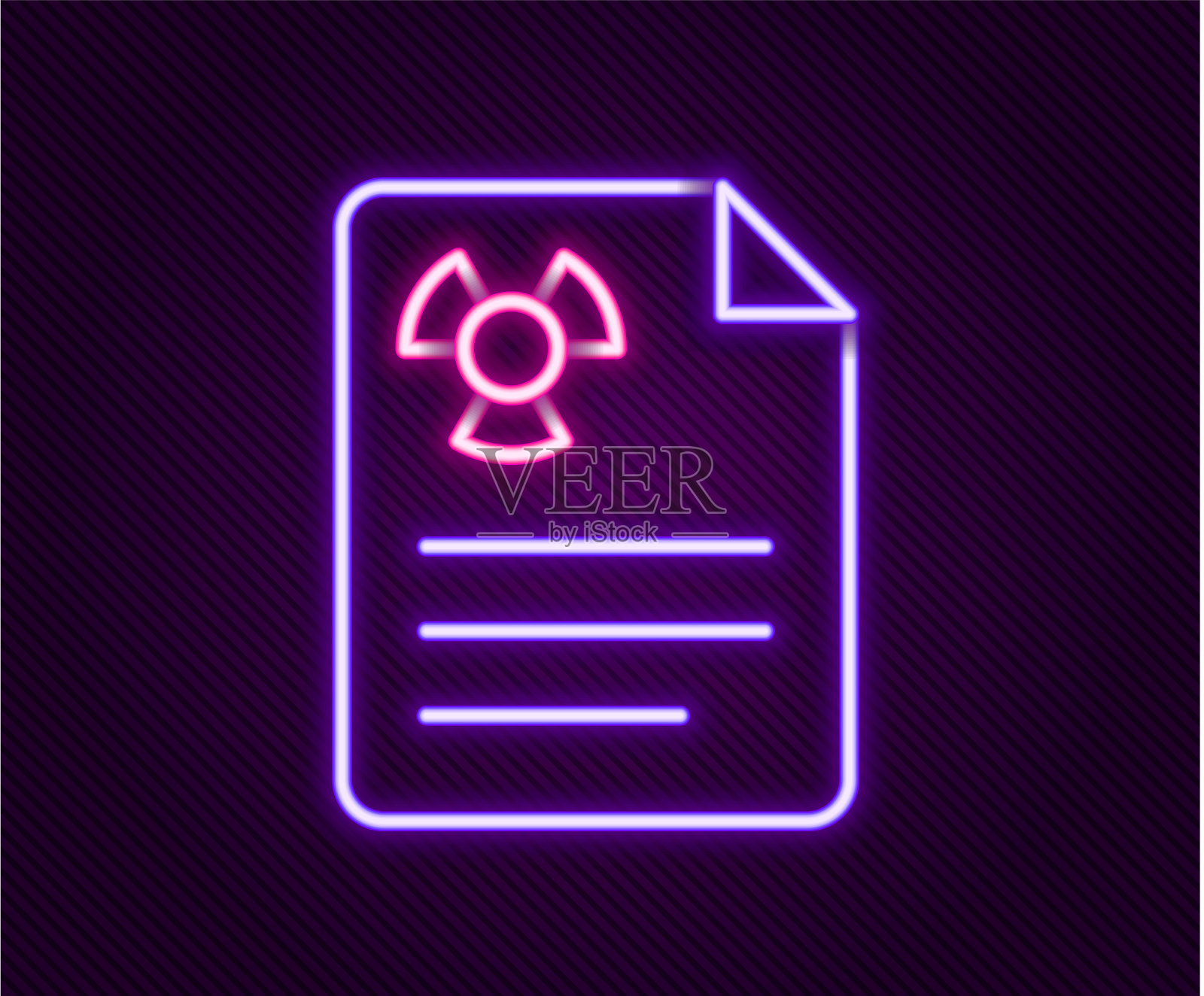 发光的霓虹灯线辐射警告文件图标插画图片素材