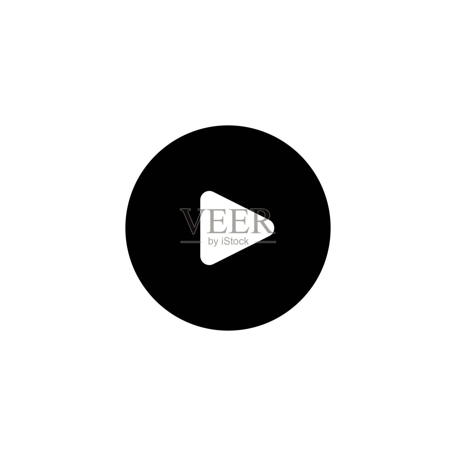 播放按钮图标是黑色的透明背景。矢量圆形符号音频和视频播放器插画图片素材