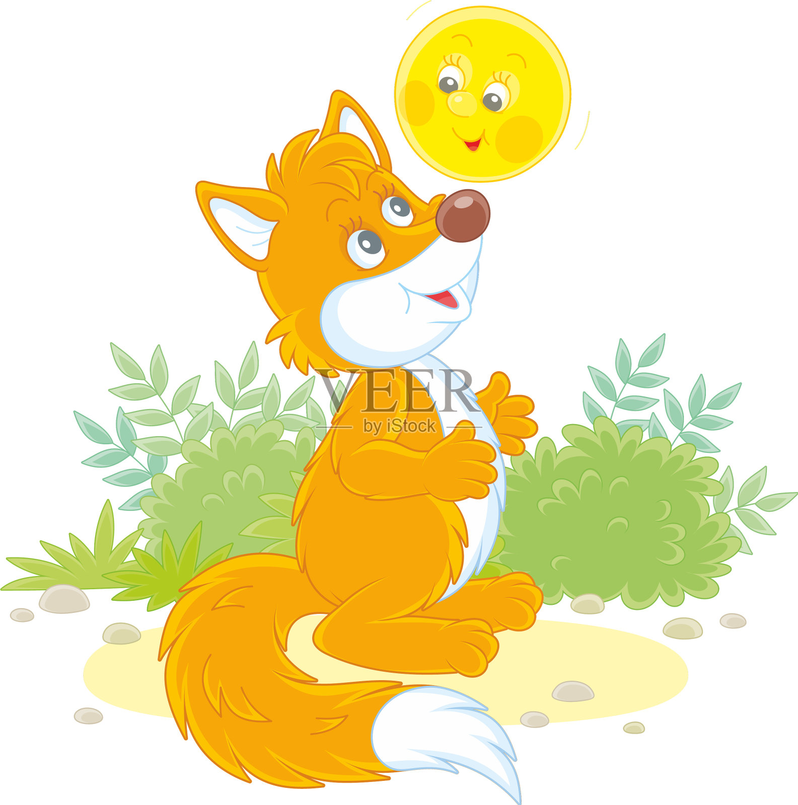 快乐的圆面包和狡猾的红狐设计元素图片