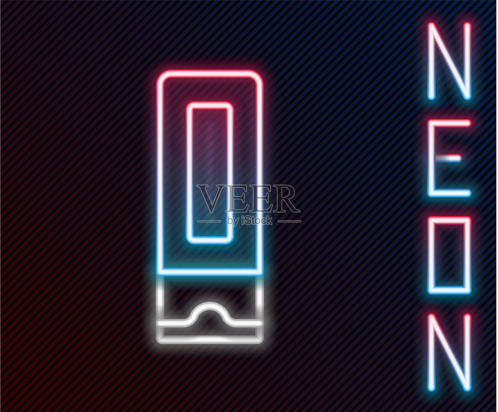 发光的霓虹灯线瓶洗发水图标隔离插画图片素材