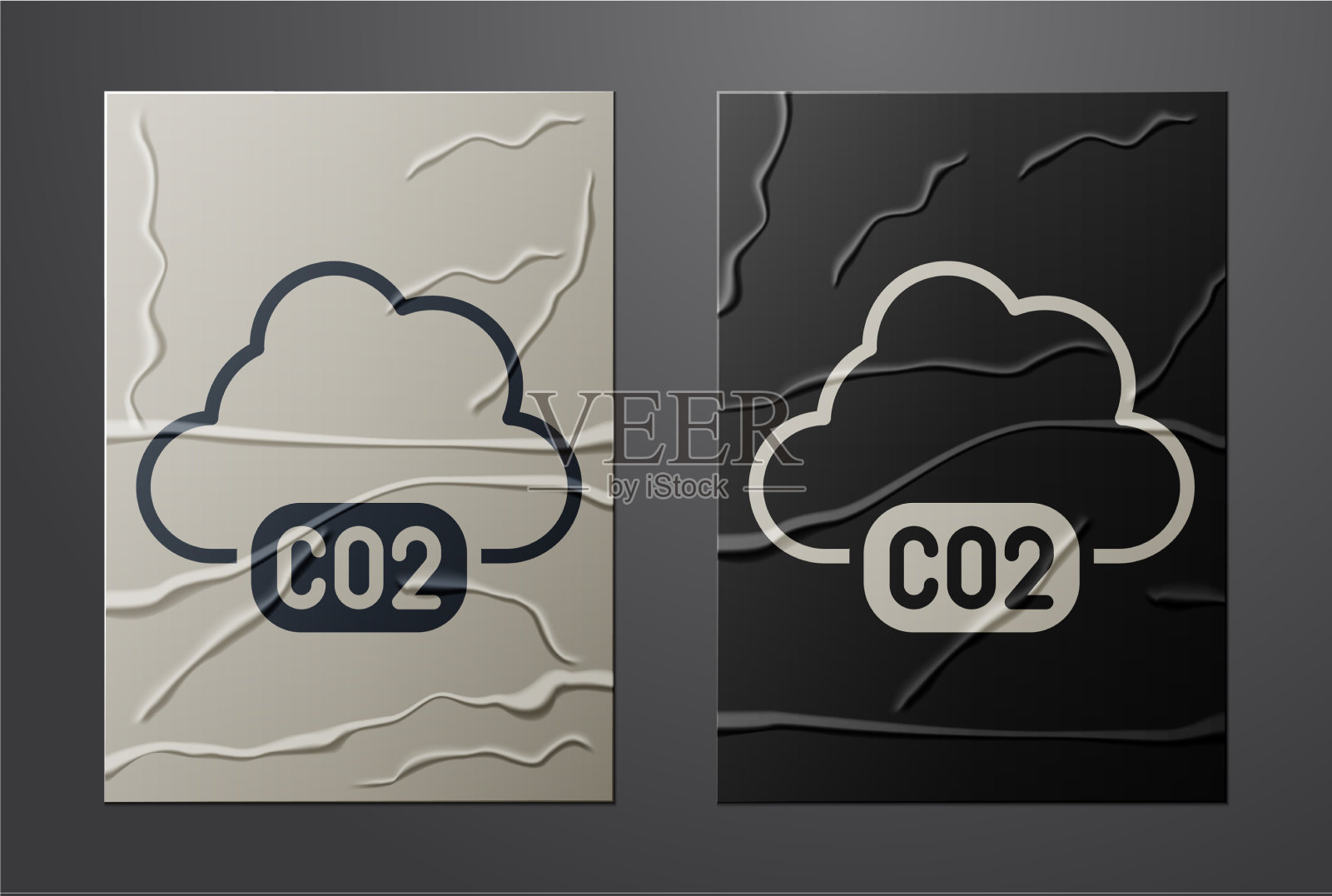 白色二氧化碳排放量在云图标孤立上图标素材