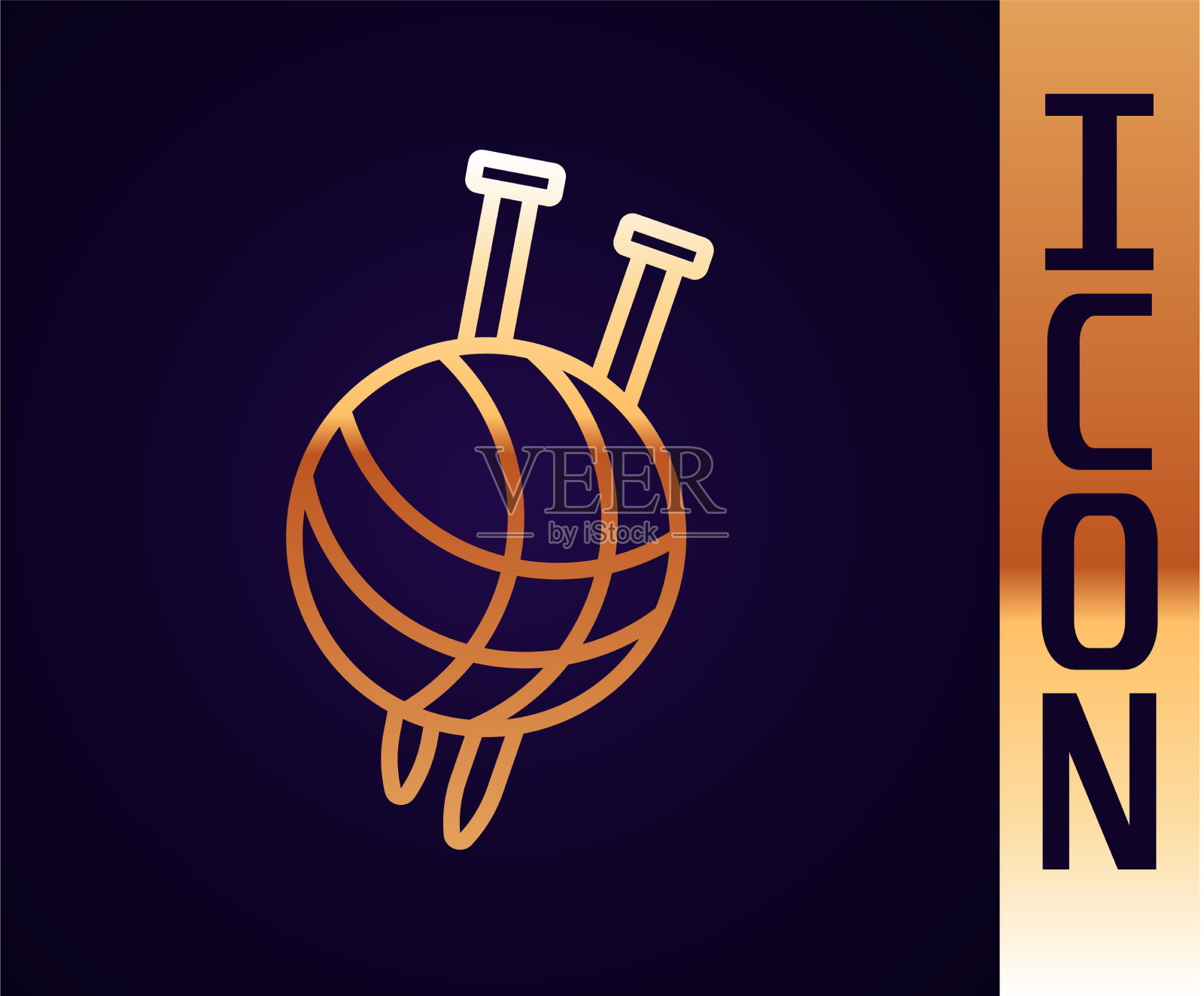 金线纱球与针织针图标插画图片素材