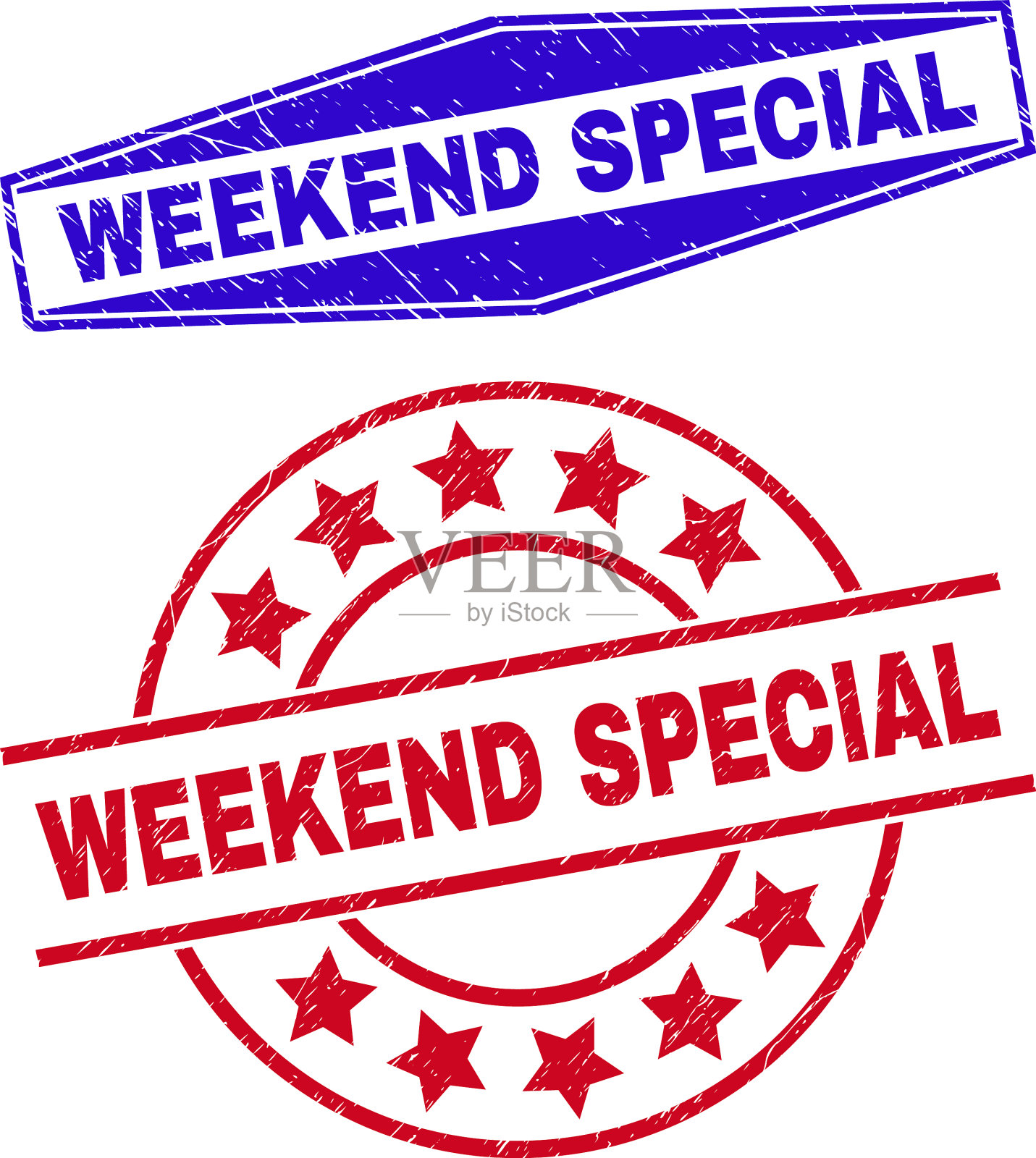 周末特别不洁徽章在圆和设计元素图片