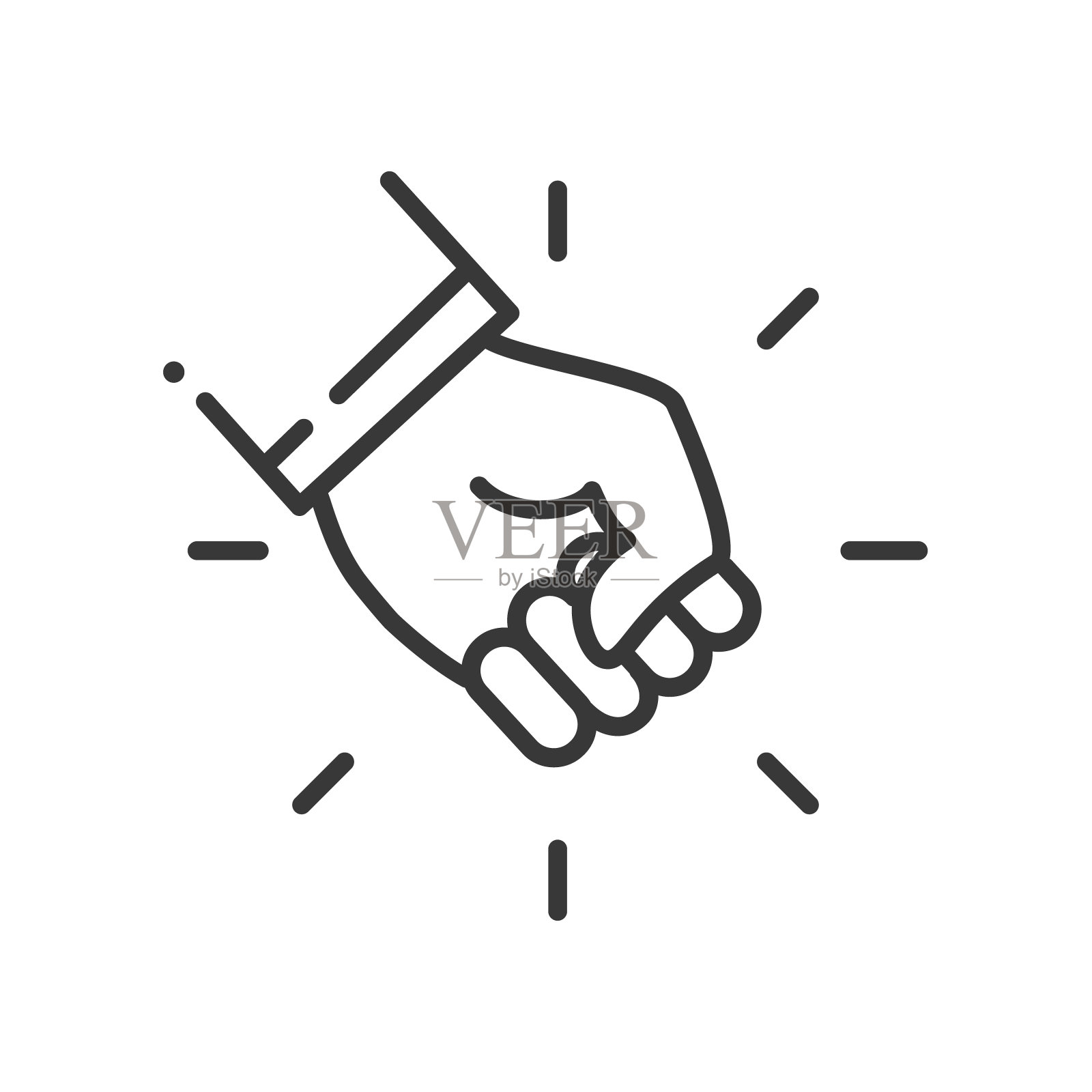 拳头准备击矢线设计单一孤立的图标插画图片素材