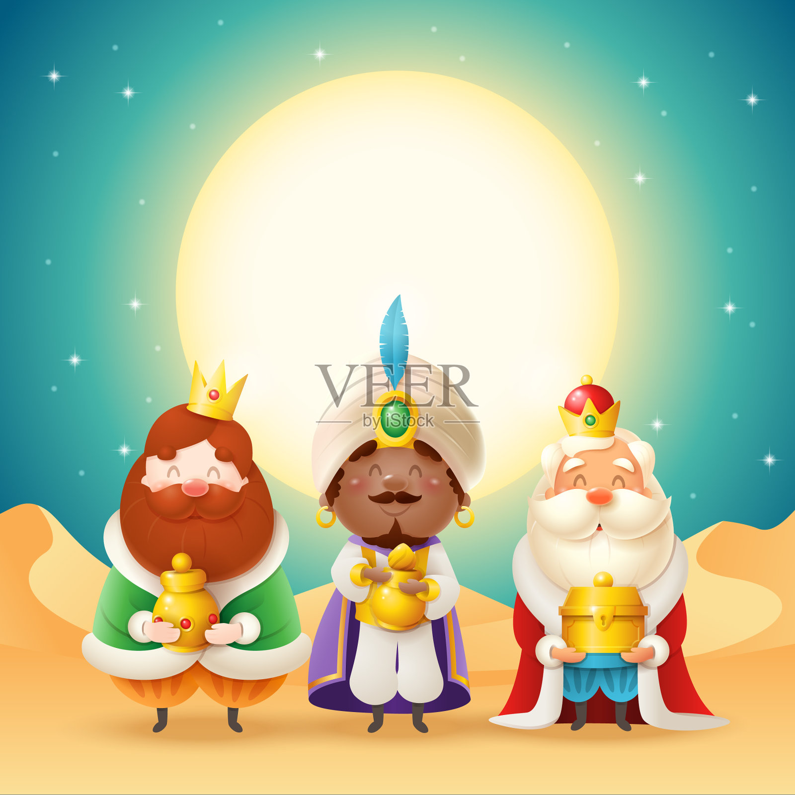 三个有礼物的智者庆祝主显节插画图片素材