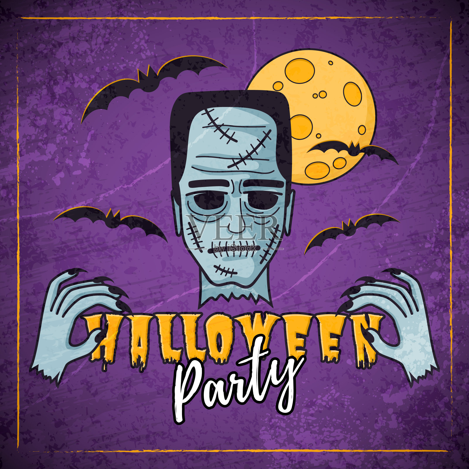 万圣节派对僵尸横幅插画图片素材