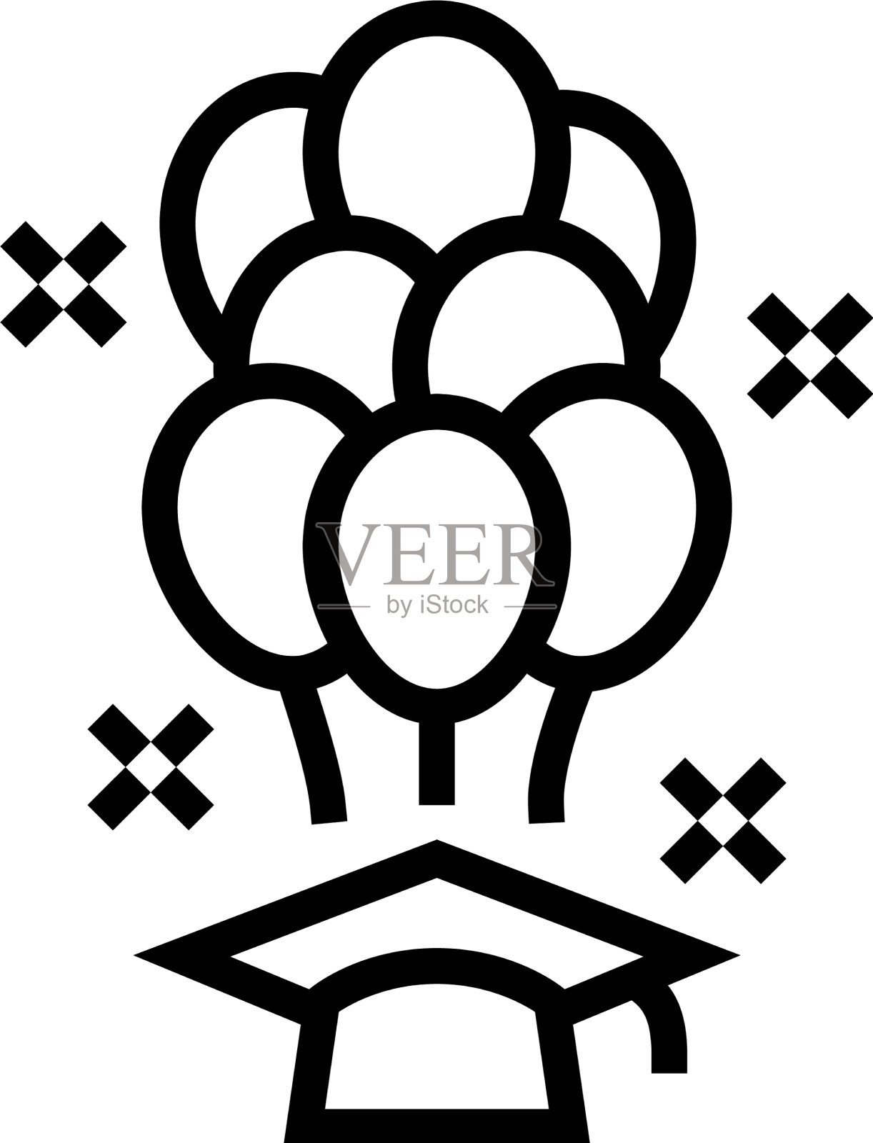 毕业派对庆祝气球线图标设计元素图片