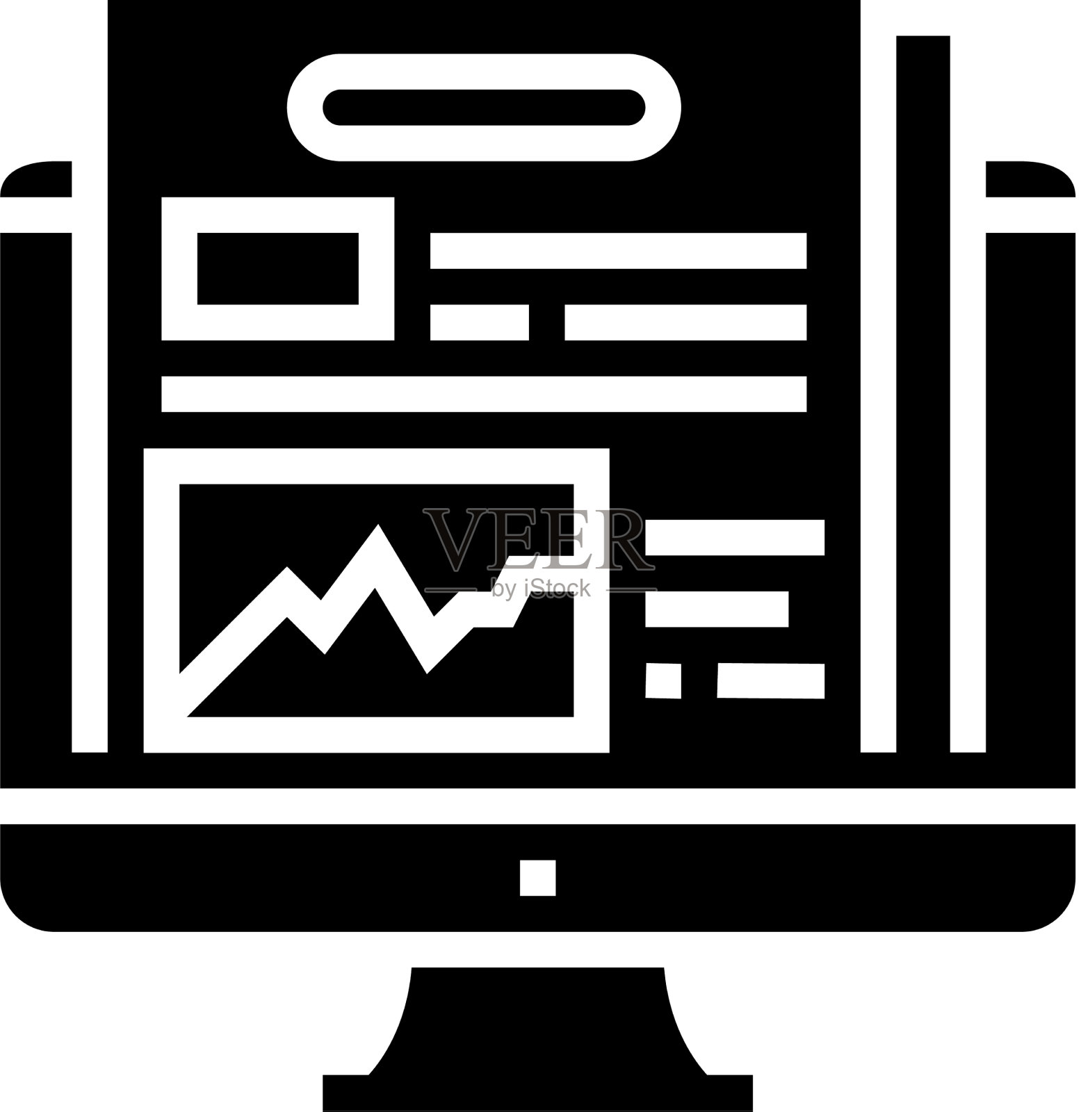 在线财务审计字形图标插画图片素材