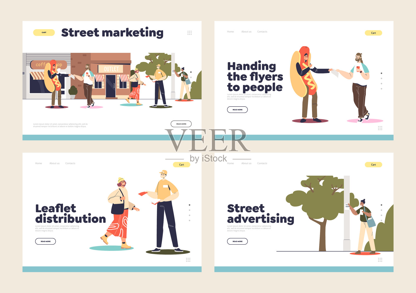 街道营销及推广配送集插画图片素材