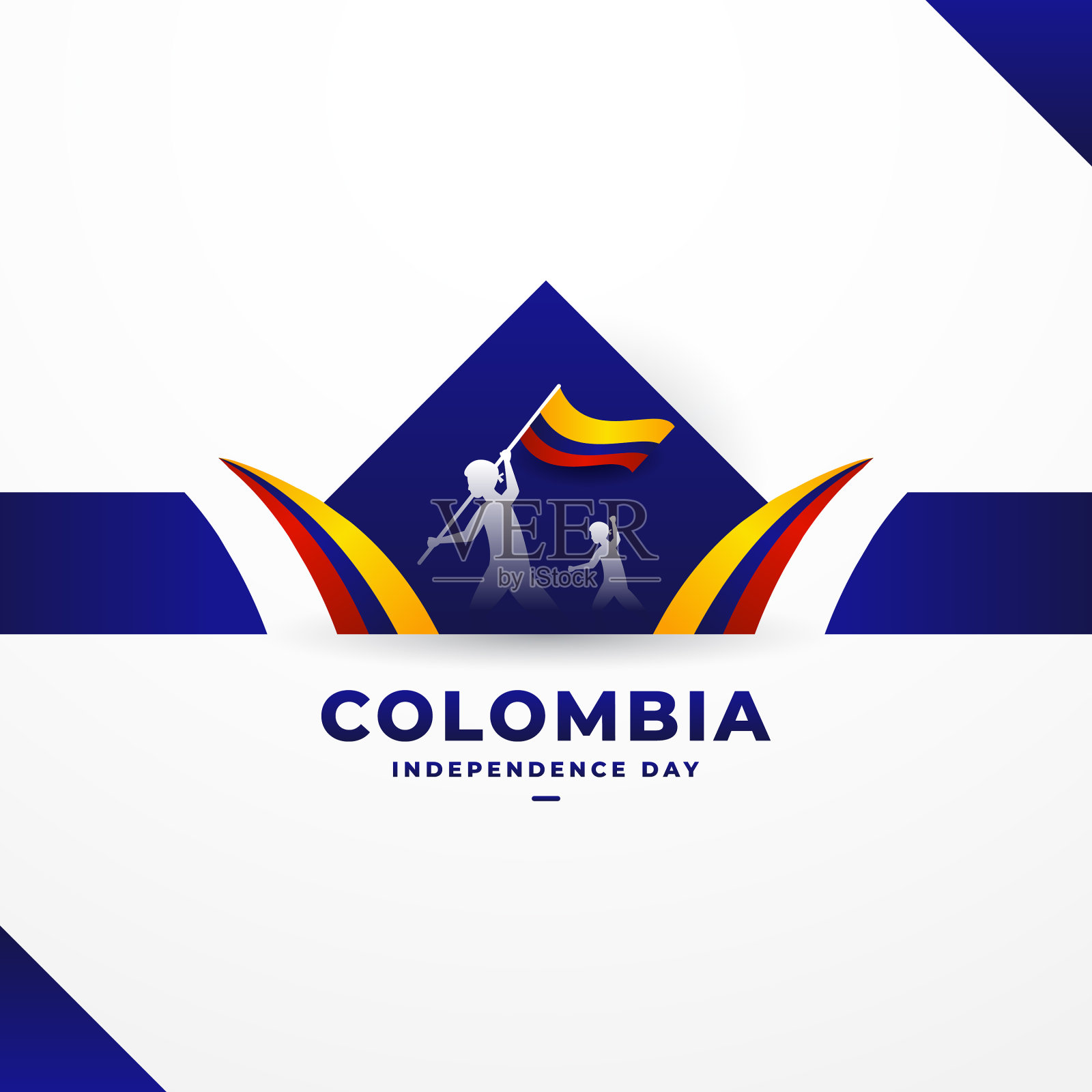 哥伦比亚独立日背景设计插画图片素材