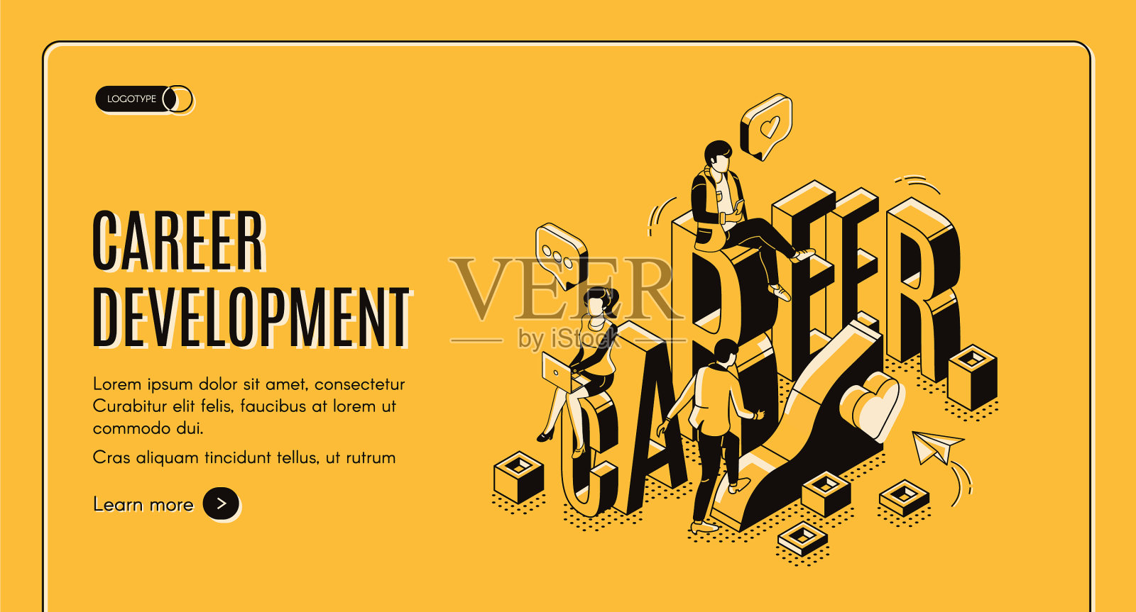 职业发展等距着陆页横幅插画图片素材