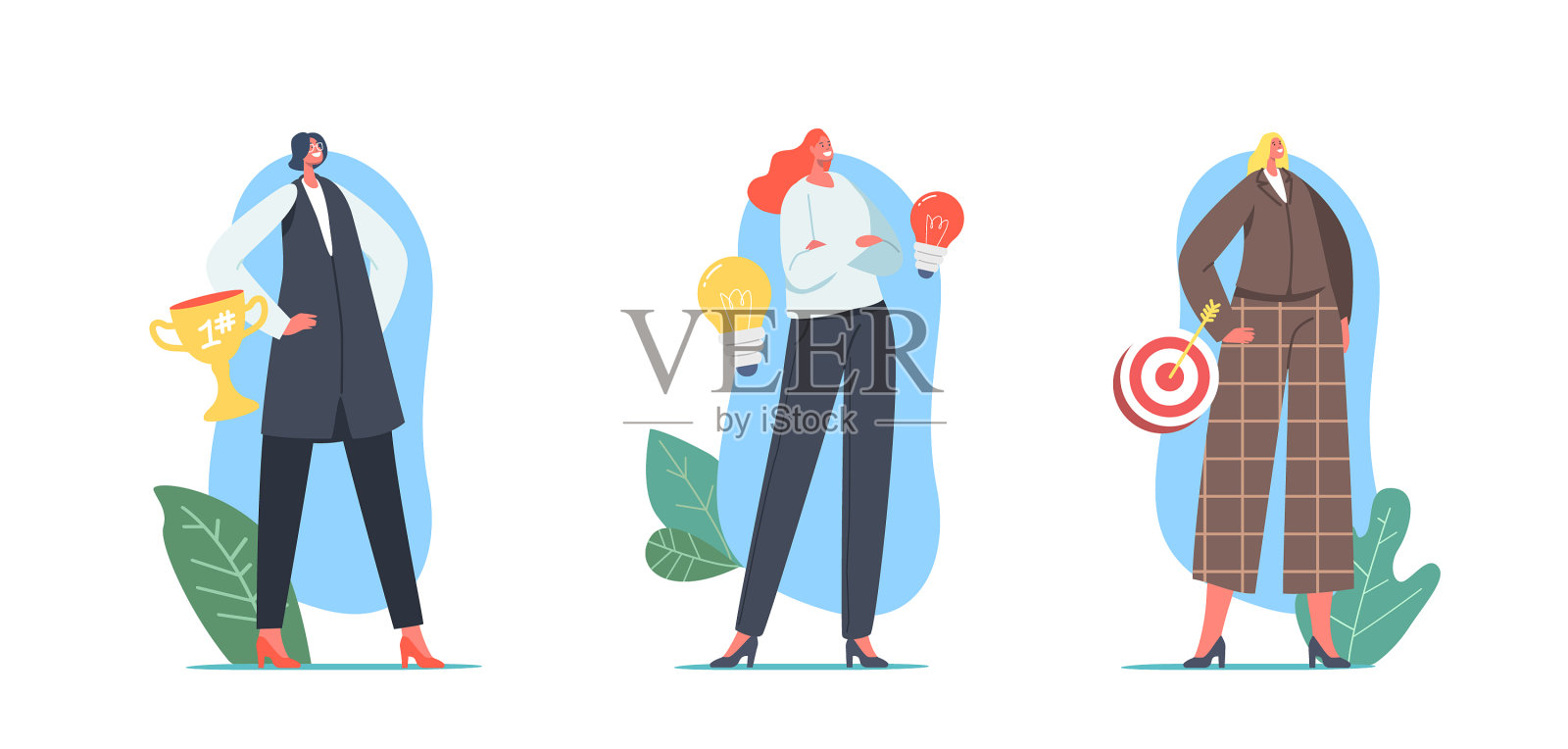 集成功女商人性格于一身插画图片素材