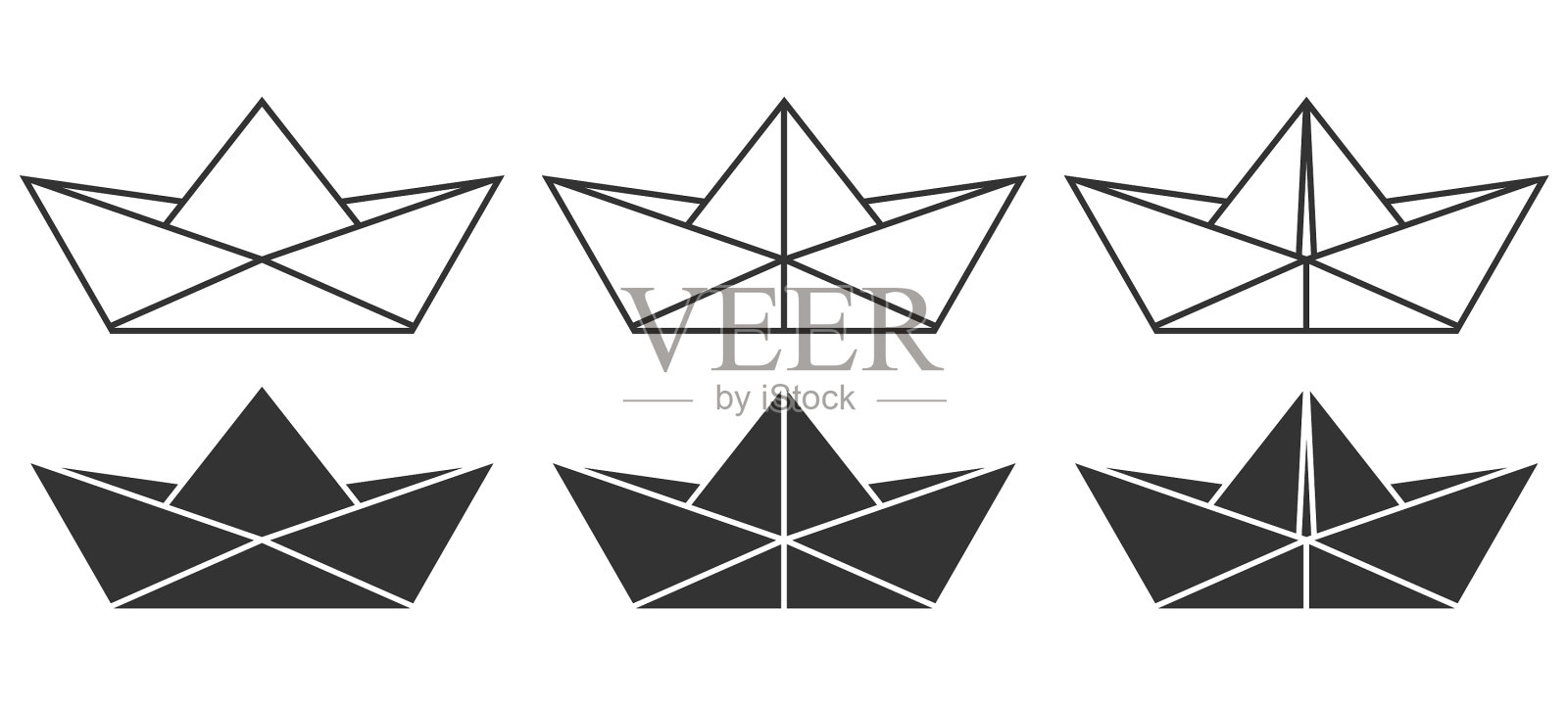 设置折纸船图标插画图片素材