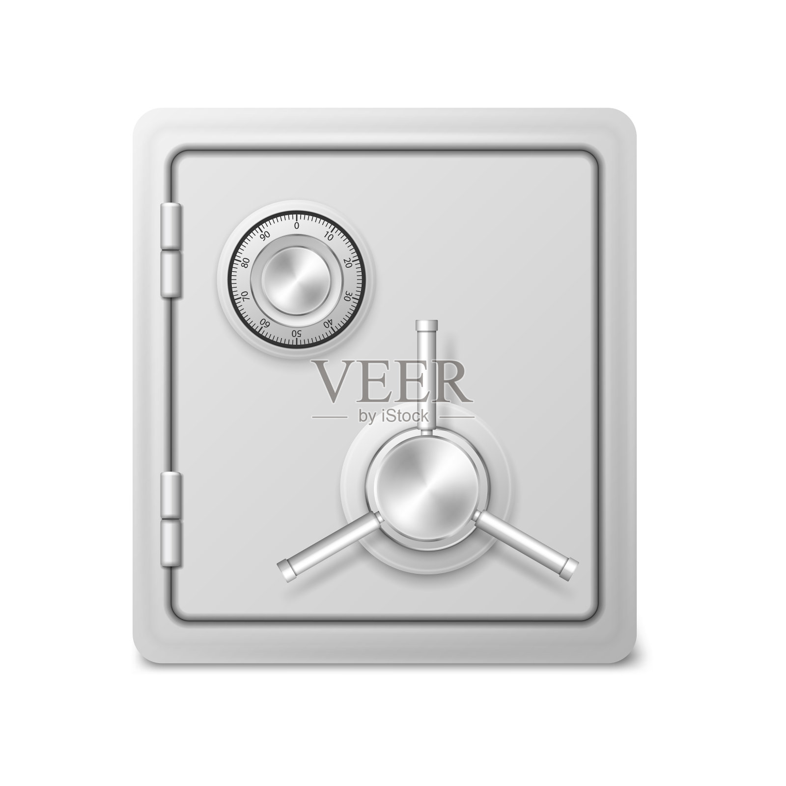 金属安全银行箱现实隔离在白色设计元素图片