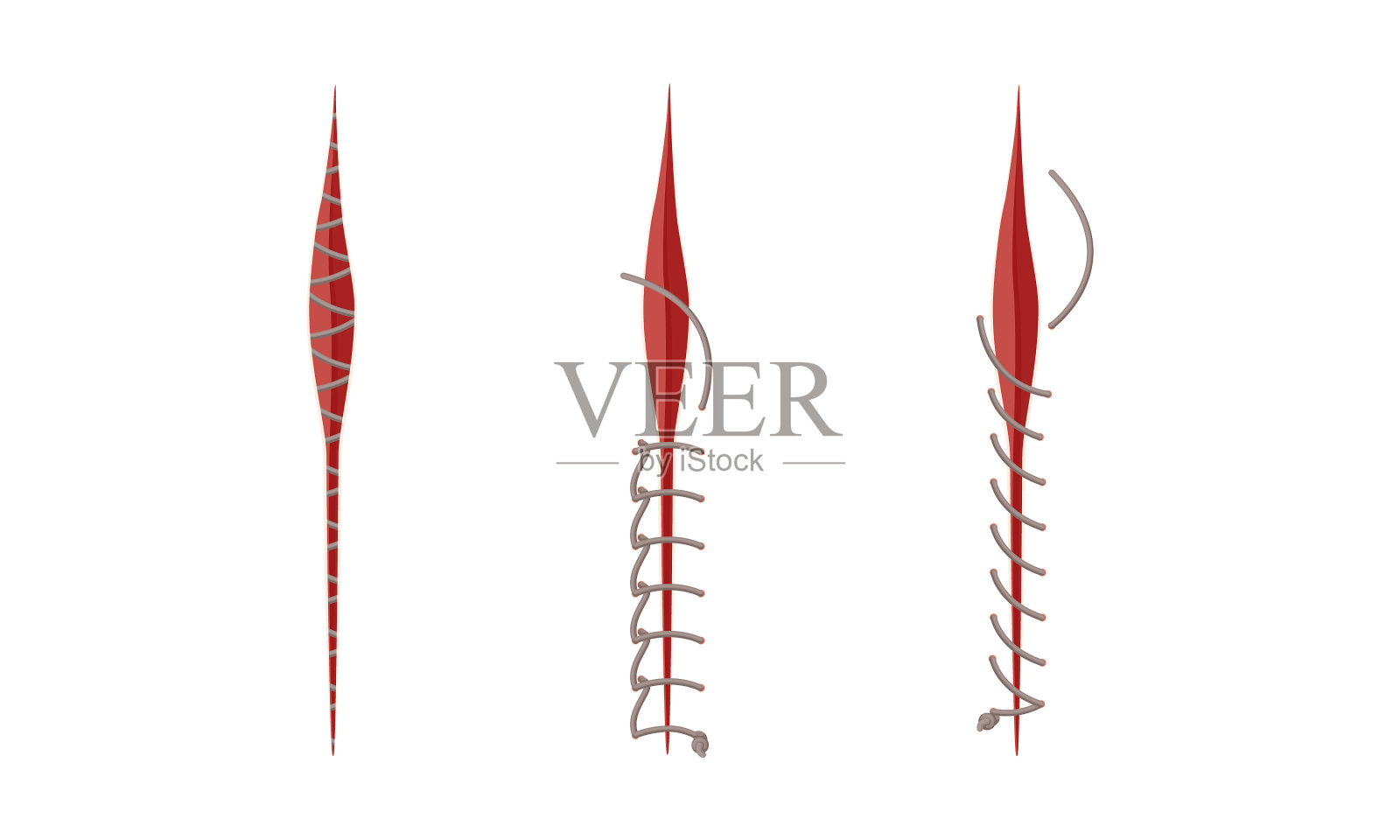 棒球缝线和红色圈线花边插画图片素材