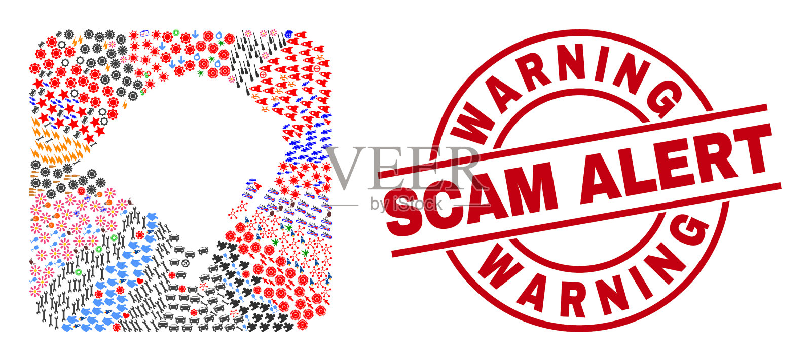 警告诈骗警报邮票和里约热内卢grande do sul插画图片素材