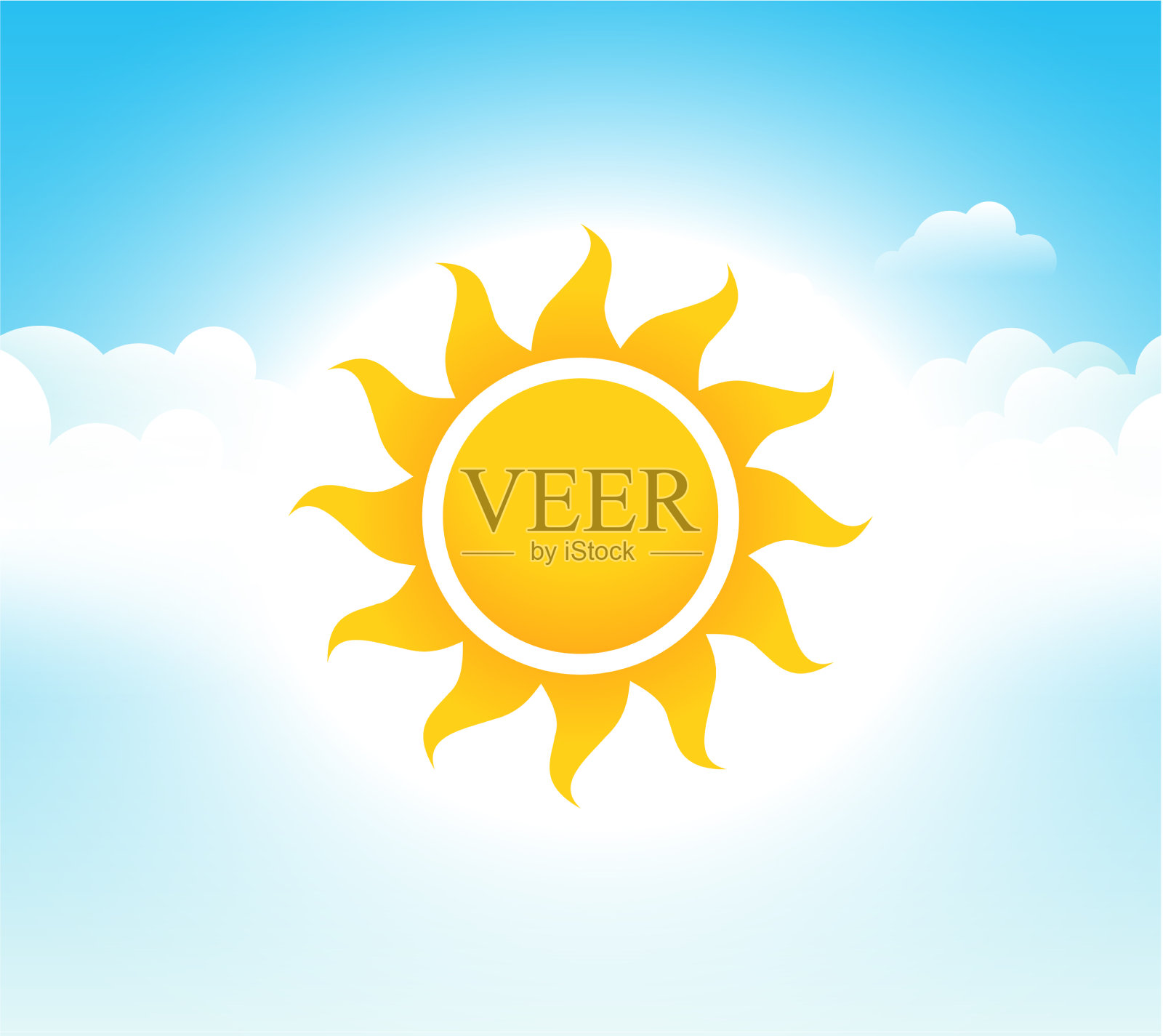 天空，太阳，夏天，蓝天，天，阳光插画图片素材