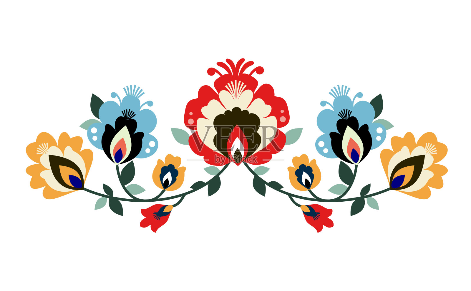 波兰民间装饰元素向量插画图片素材