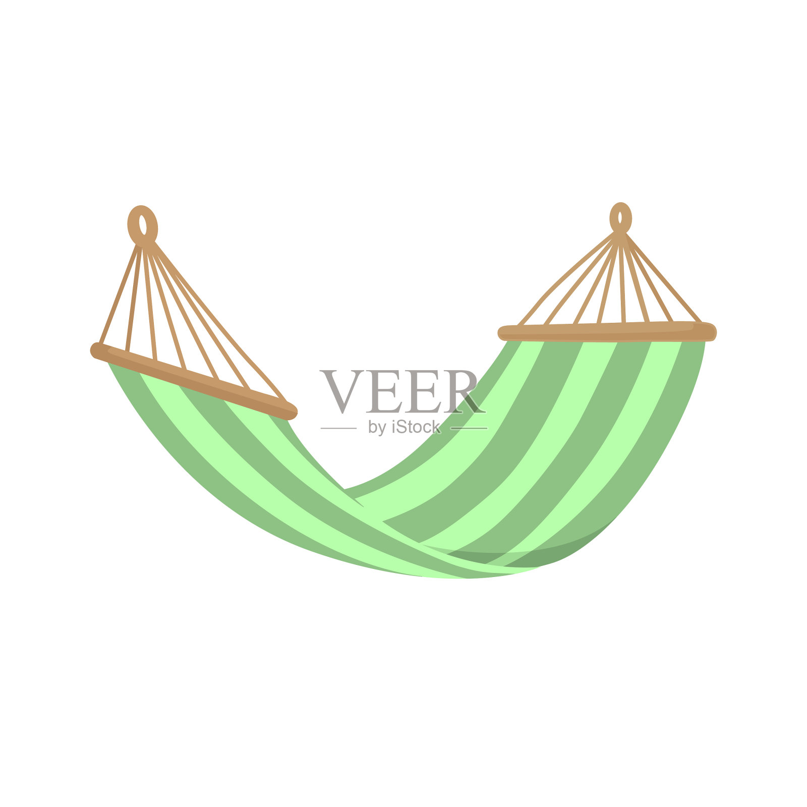 白色背景上的绿色条纹吊床设计元素图片